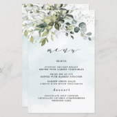 Dusty Blue Greenery Floral Boho Wedding Menu Cards (Vorne/Hinten)
