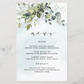 Dusty Blue Greenery Floral Boho Wedding Menu Cards (Vorderseite)