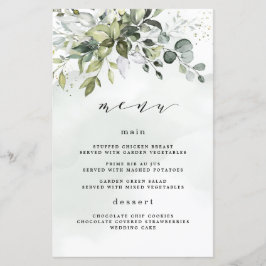 Dusty Blue Greenery Floral Boho Wedding Menu Cards