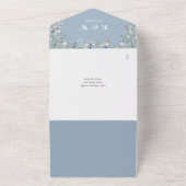 Dusty Blue Greenery Floral QR Code Wedding All In One Einladung (Außenbereich)
