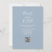 Dusty Blue Greenery Floral QR Code Wedding Einladung (Rückseite)