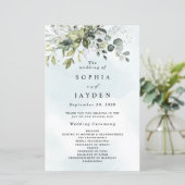 Dusty Blue Greenery Floral Rustic Wedding Programs (Stehend Vorderseite)