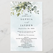 Dusty Blue Greenery Floral Rustic Wedding Programs (Vorderseite)