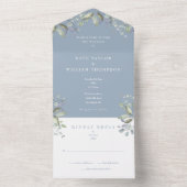 Dusty Blue Greenery Floral Wedding All In One Einladung (Innen Boden)