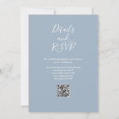 Dusty Blue Greenery Gold Arch QR Code Wedding Einladung (Rückseite)