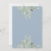 Dusty Blue Greenery Gold Geometric Script Wedding Einladung (Rückseite)