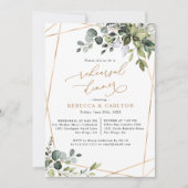 Dusty Blue Greenery Gold Probe Dinner Einladung (Vorderseite)