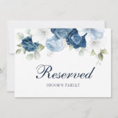 Dusty Blue Greenery Groom's Family Reserved Sign Einladung (Rückseite)