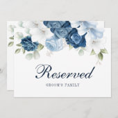 Dusty Blue Greenery Groom's Family Reserved Sign Einladung (Vorne/Hinten)