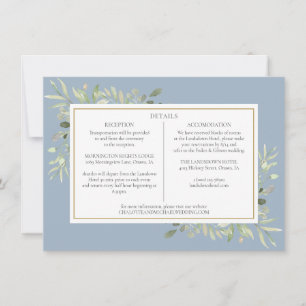 Dusty Blue Greenery Hochzeitsdetails Informationen Einladung