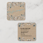 Dusty Blue Greenery Kraft Paper Neon Swash Script Quadratische Visitenkarte (Vorne/Hinten)