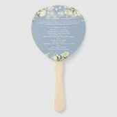 Dusty Blue Greenery Lights Wedding Program Heart Fächer (Rückseite)