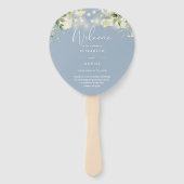Dusty Blue Greenery Lights Wedding Program Heart Fächer (Vorderseite)