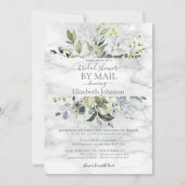 Dusty Blue Greenery Marmordusche per Mail Einladung (Vorderseite)