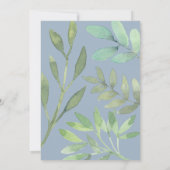 Dusty Blue Greenery Monogram Wedding Einladung (Rückseite)