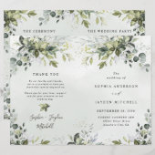 Dusty Blue Greenery Themed Wedding Programs (Vorne/Hinten)