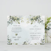 Dusty Blue Greenery Themed Wedding Programs (Stehend Vorderseite)