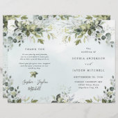 Dusty Blue Greenery Themed Wedding Programs (Vorne/Hinten)