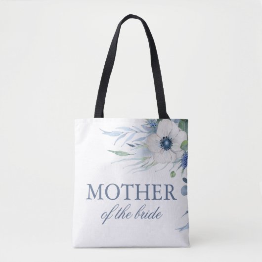 Dusty Blue Greenery und Anemone Blume Hochzeit Tasche (Vorderseite)
