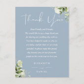 Dusty Blue Greenery Vielen Dank für Ihre Hochzeit Postkarte (Vorderseite)