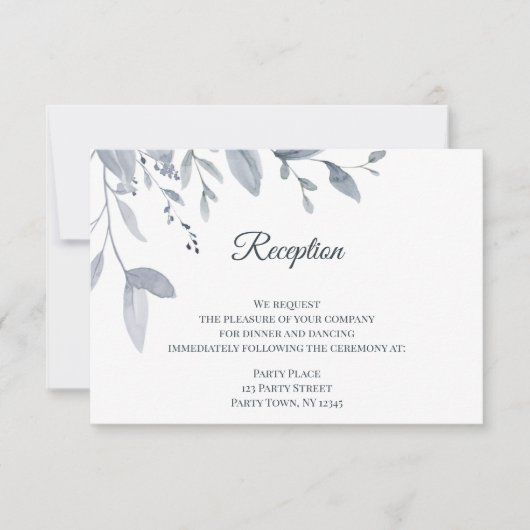 Dusty Blue Greenery Watercolor Einladung (Vorderseite)