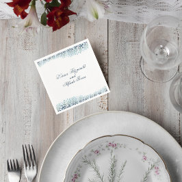 Dusty Blue Greenery Wedding Cocktail Napkin Serviette