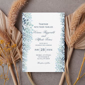 Dusty Blue Greenery Wedding Invitation  Einladung
