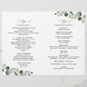 Dusty Blue Greenery Wedding Program Bi-Fold (Rückseite)