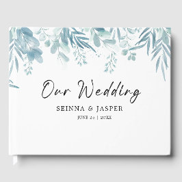 Dusty Blue Greenery Wild Meadow Wedding Gästebuch