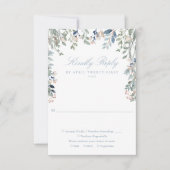 Dusty Blue Greenery Wildblumen Hochzeit RSVP Karte (Vorderseite)