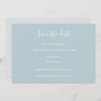 Dusty Blue Grey and White Save the Date Wedding