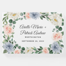 Dusty Blue Grey Blush Pink Peach Floral Wedding Gästebuch
