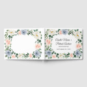 Dusty Blue Grey Blush Pink Peach Floral Wedding Gästebuch (Voll)