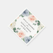 Dusty Blue Grey Blush Pink Peach Floral Wedding Serviette (Ecke)