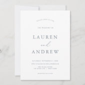 Dusty Blue Grey Formal Minimalistisch Wedding Einladung (Vorderseite)