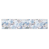 Dusty Blue & Grey Winter Sky Floral Garden Kurzer Tischläufer (Horizontal)