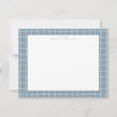 Dusty Blue Grid Frame Note Card Einladung (Vorderseite)