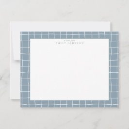 Dusty Blue Grid Frame Note Card Einladung