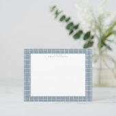 Dusty Blue Grid Frame Note Card Einladung (Stehend Vorderseite)