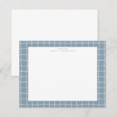 Dusty Blue Grid Frame Note Card Einladung (Vorne/Hinten)