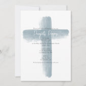 Dusty Blue Griechisch Orthodox Christening Boy Tau Einladung (Vorderseite)