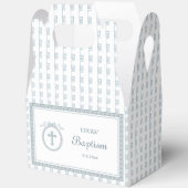 Dusty Blue Griechisch Rahmen Taufe Big Gable Geschenkschachtel (Offen)