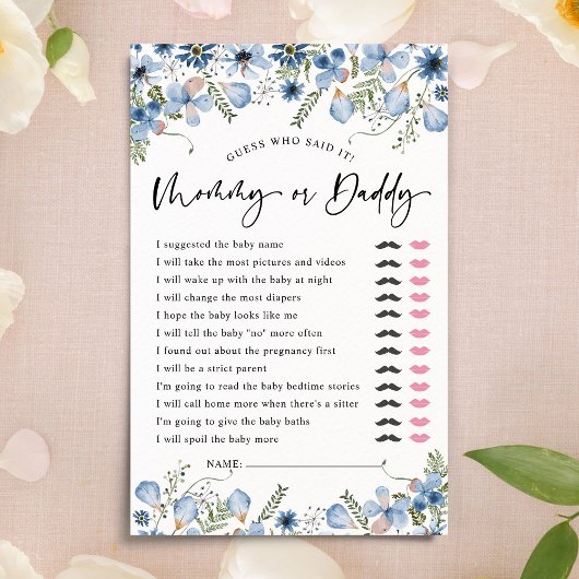 Dusty Blue Guess Who Mama oder Vater Baby Showspie