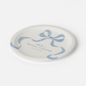 Dusty Blue Hand Drawn Bow Brautparty Pappteller (Schrägansicht)