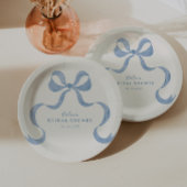 Dusty Blue Hand Drawn Bow Brautparty Pappteller