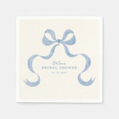 Dusty Blue Hand Drawn Bow Brautparty Serviette (Vorderseite)