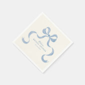 Dusty Blue Hand Drawn Bow Brautparty Serviette (Ecke)