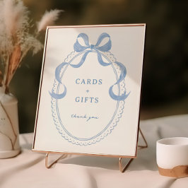 Dusty Blue Hand Drawn Bow Frame Cards Geschenke Poster