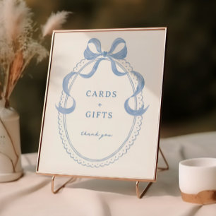 Dusty Blue Hand Drawn Bow Frame Cards Geschenke Poster