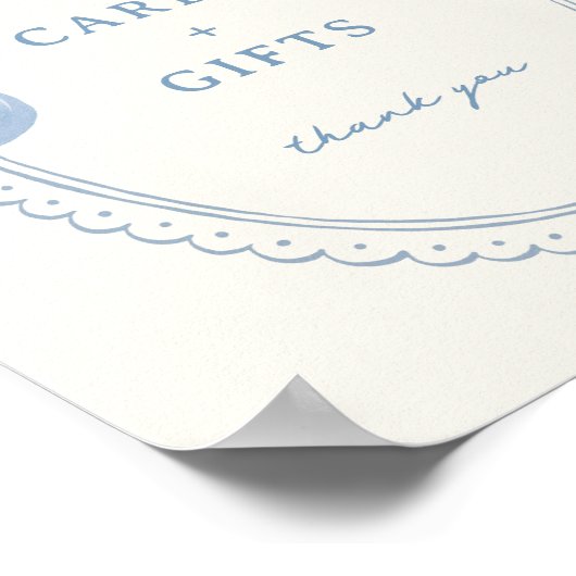 Dusty Blue Hand Drawn Bow Frame Cards Geschenke Poster (Ecke)